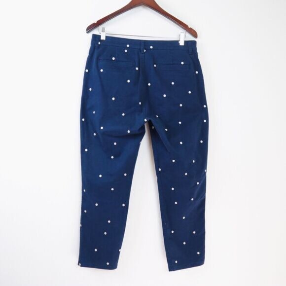J Crew Size 30 Vintage Straight Pant Polka-dot Stretch Chino Navy Blue - Picture 5 of 10